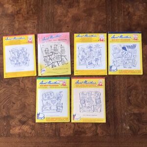 Aunt Martha's Hot Iron On Transfer Embroidery Patterns Bundle of 6